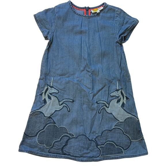 Mini Boden Denim Unicorn Applique Dress 7-8Y - Picture 1 of 4